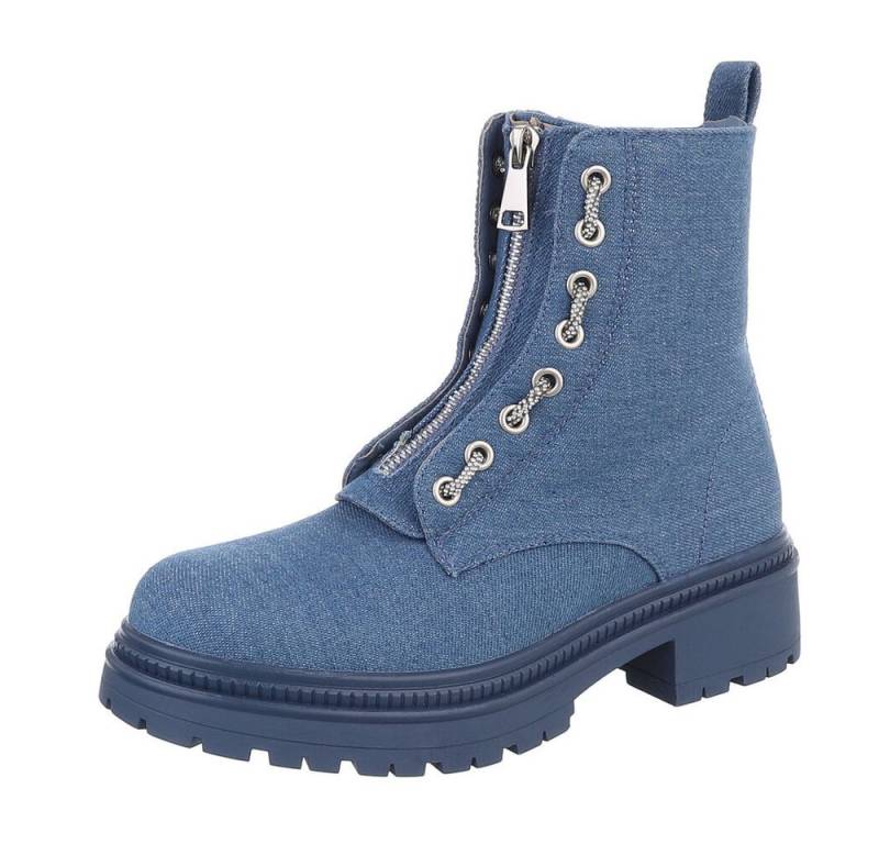 Ital-Design Damen Freizeit Plateaustiefelette (87108867) Blockabsatz Plateaustiefeletten in Blau von Ital-Design