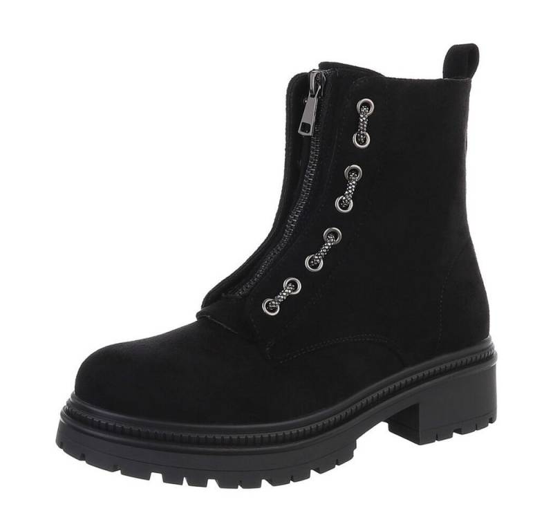 Ital-Design Damen Freizeit Plateaustiefelette (87108871) Blockabsatz Plateaustiefeletten in Schwarz von Ital-Design