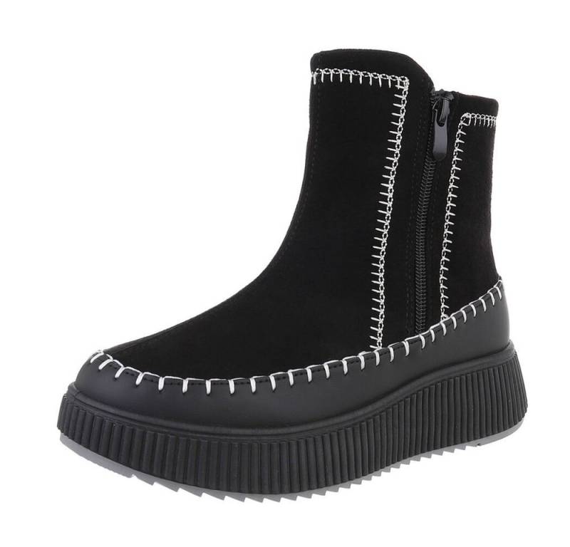 Ital-Design Damen Freizeit Plateaustiefelette (87214665) Flach Plateaustiefeletten in Schwarz von Ital-Design