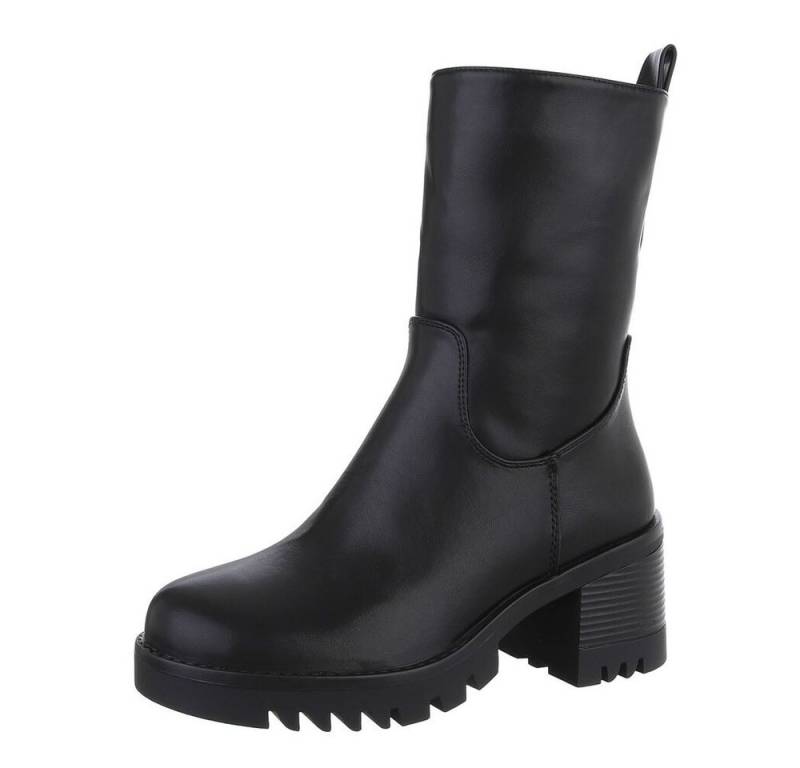 Ital-Design Damen Freizeit Plateaustiefelette (87317679) Blockabsatz Stiefeletten in Schwarz von Ital-Design