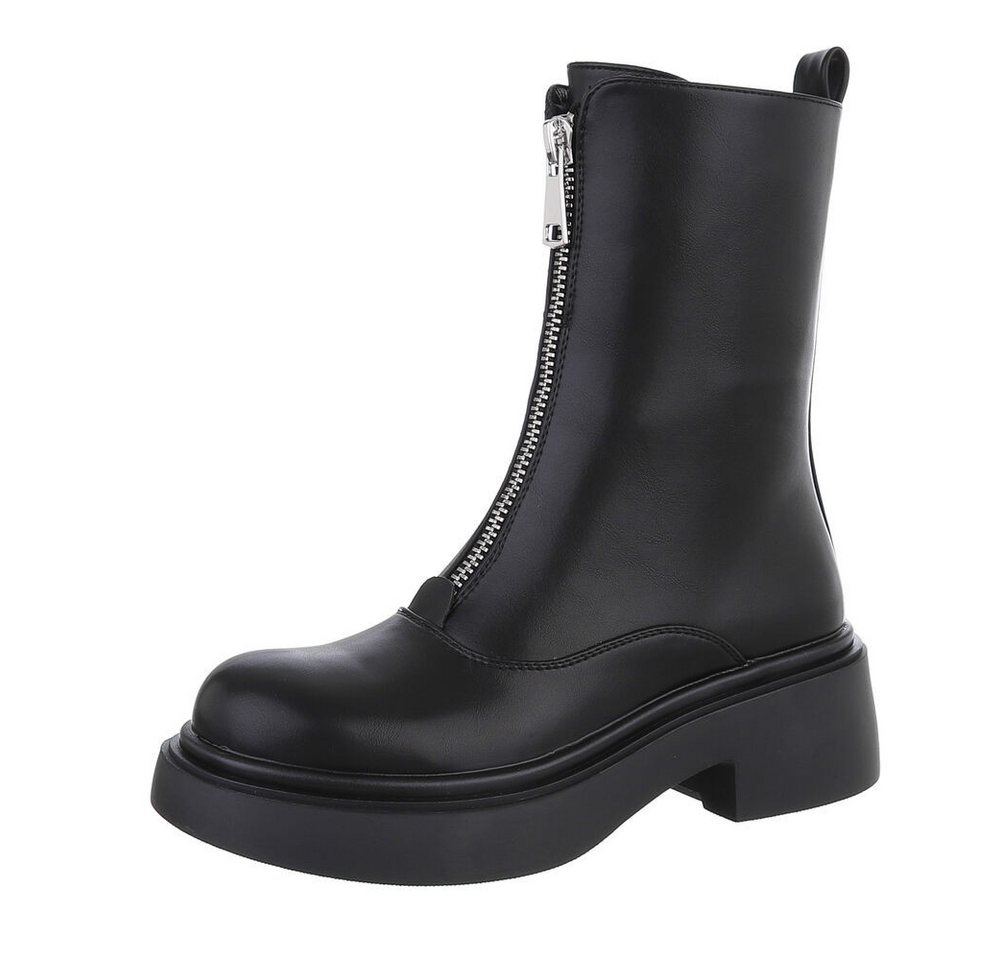 Ital-Design Damen Freizeit Plateaustiefelette (87451919) Blockabsatz Stiefeletten in Schwarz von Ital-Design