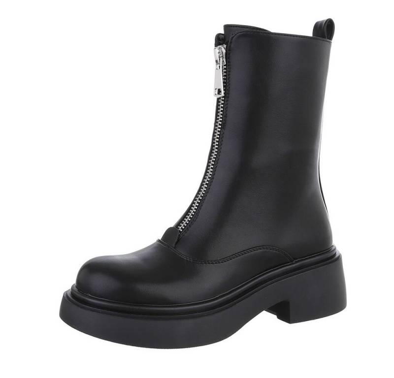 Ital-Design Damen Freizeit Plateaustiefelette (87451922) Blockabsatz Stiefeletten in Schwarz von Ital-Design