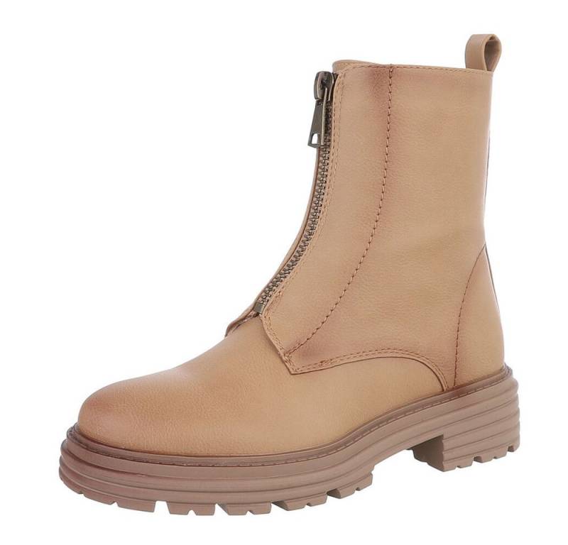 Ital-Design Damen Freizeit Plateaustiefelette (87531870) Blockabsatz Stiefeletten in Hellbraun von Ital-Design