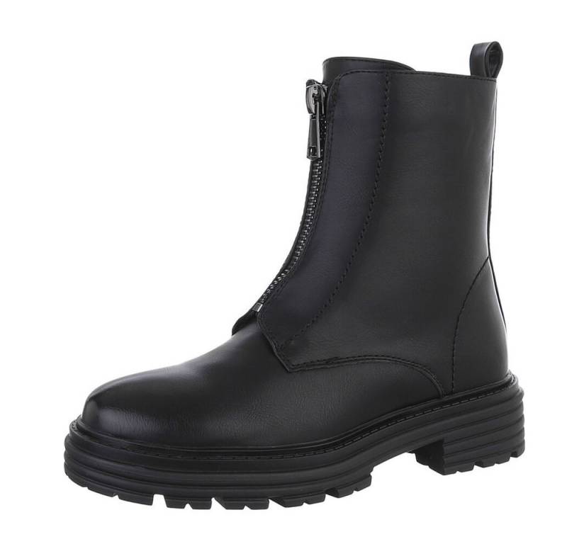 Ital-Design Damen Freizeit Plateaustiefelette (87531880) Blockabsatz Stiefeletten in Schwarz von Ital-Design