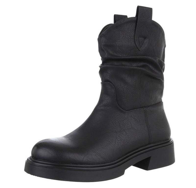 Ital-Design Damen Freizeit Plateaustiefelette (87740210) Blockabsatz Stiefeletten in Schwarz von Ital-Design