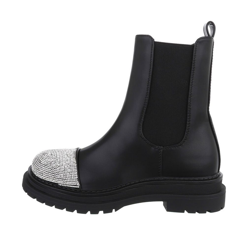 Ital-Design Damen Freizeit Plateaustiefelette Blockabsatz Plateaustiefeletten in Schwarz von Ital-Design