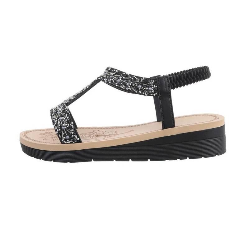 Ital-Design Damen Freizeit Riemchensandalette (82071262) Keilabsatz/Wedge Keilsandaletten in Schwarz von Ital-Design