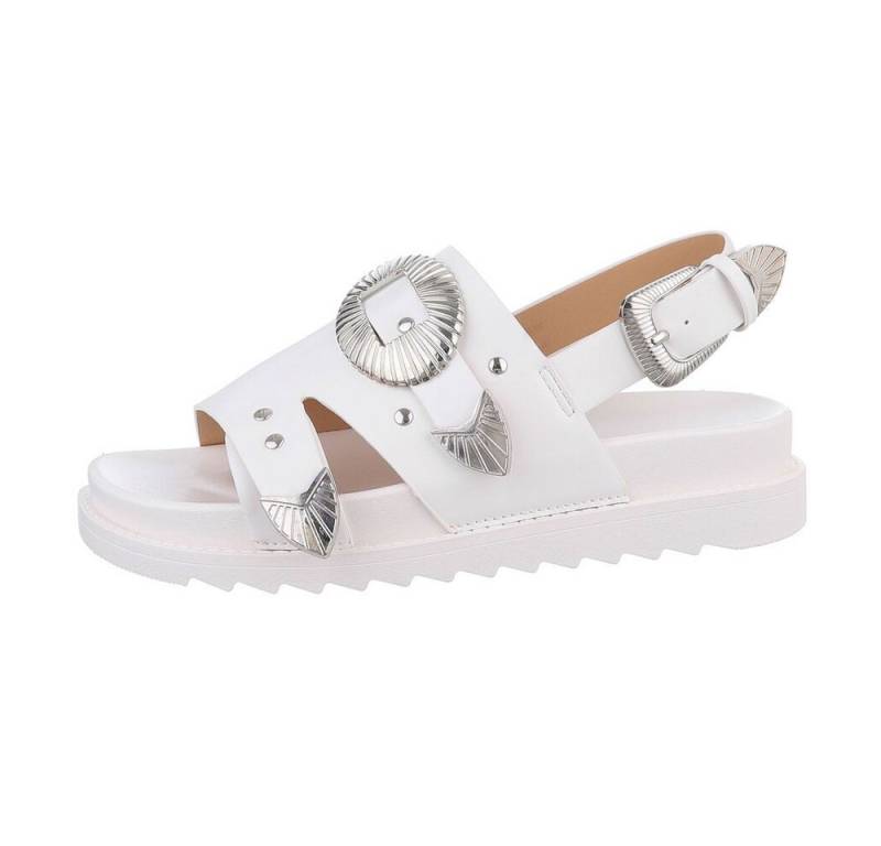 Ital-Design Damen Freizeit Riemchensandalette (85960149) Keilabsatz/Wedge Keilsandaletten in Weiß von Ital-Design