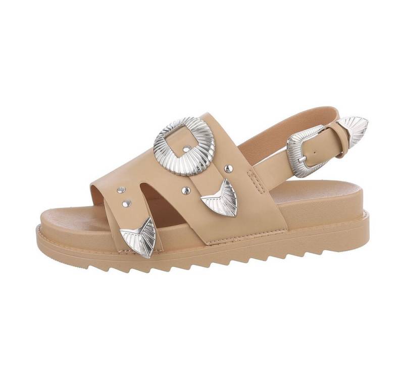 Ital-Design Damen Freizeit Riemchensandalette (85960158) Keilabsatz/Wedge Keilsandaletten in Hellbraun von Ital-Design