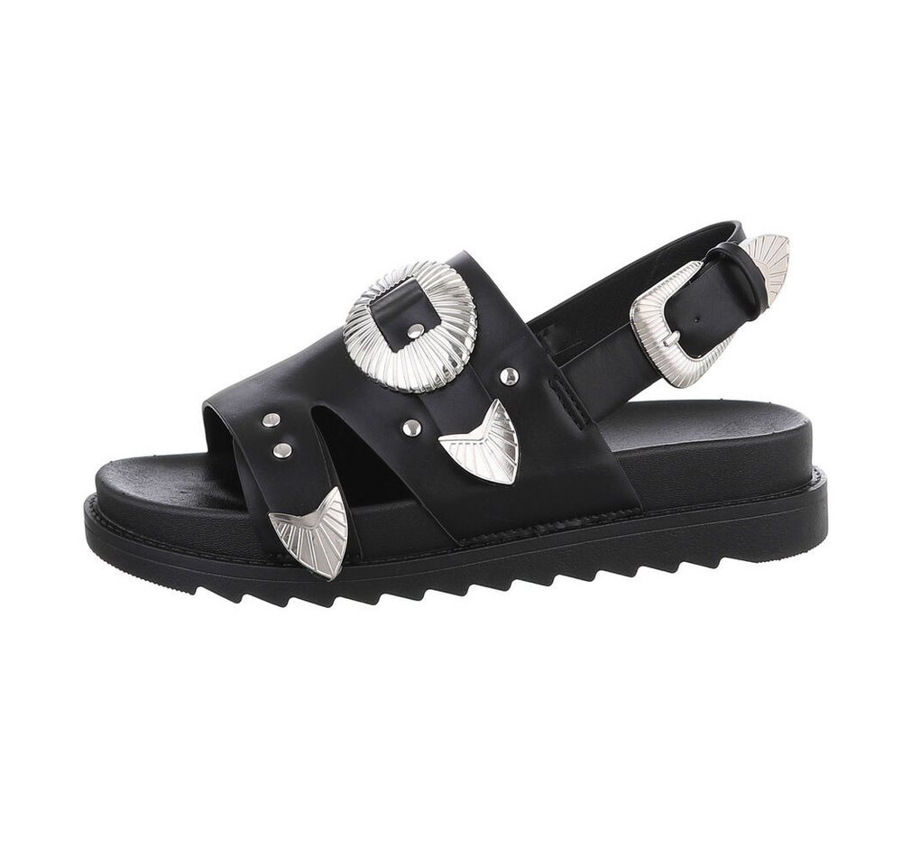 Ital-Design Damen Freizeit Riemchensandalette (85960163) Keilabsatz/Wedge Keilsandaletten in Schwarz von Ital-Design