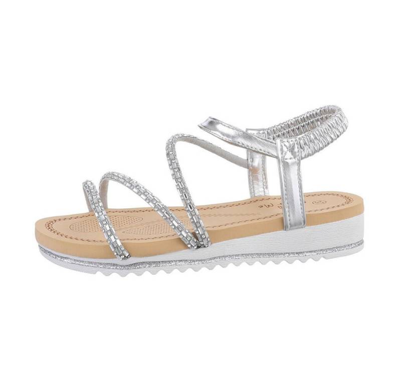 Ital-Design Damen Freizeit Riemchensandalette (85960187) Keilabsatz/Wedge Keilsandaletten in Silber von Ital-Design