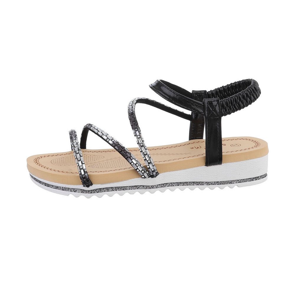 Ital-Design Damen Freizeit Riemchensandalette (85960207) Keilabsatz/Wedge Keilsandaletten in Schwarz von Ital-Design