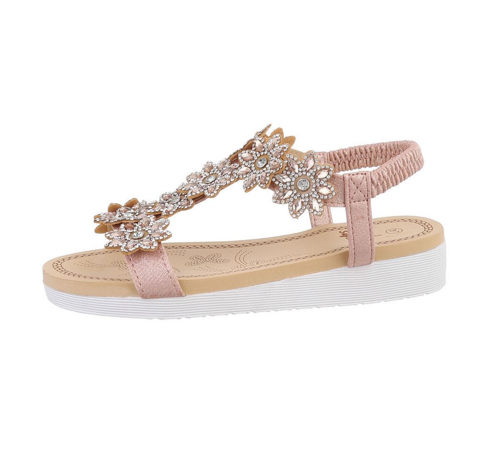 Ital-Design Damen Freizeit Riemchensandalette (85960338) Keilabsatz/Wedge Keilsandaletten in Champagner von Ital-Design