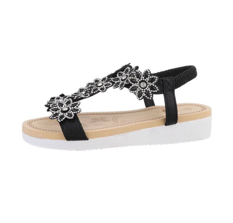 Ital-Design Damen Freizeit Riemchensandalette (85960343) Keilabsatz/Wedge Keilsandaletten in Schwarz von Ital-Design