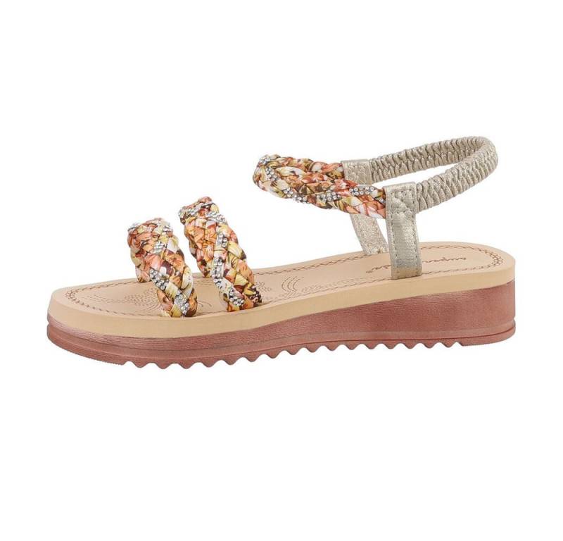 Ital-Design Damen Freizeit Riemchensandalette (85960453) Keilabsatz/Wedge Keilsandaletten in Gold von Ital-Design