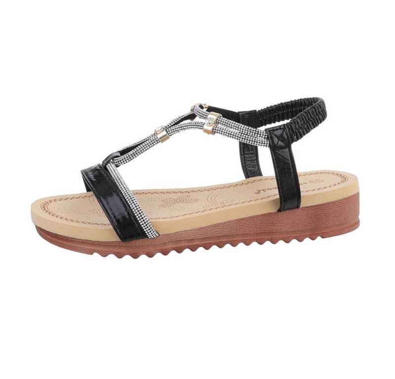 Ital-Design Damen Freizeit Riemchensandalette (85960569) Keilabsatz/Wedge Keilsandaletten in Schwarz von Ital-Design