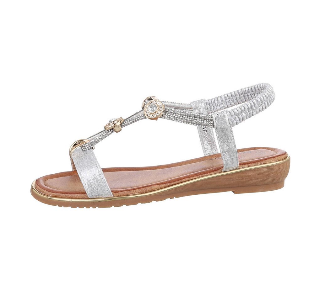 Ital-Design Damen Freizeit Riemchensandalette (86016749) Keilabsatz/Wedge Riemchensandalen in Silber von Ital-Design