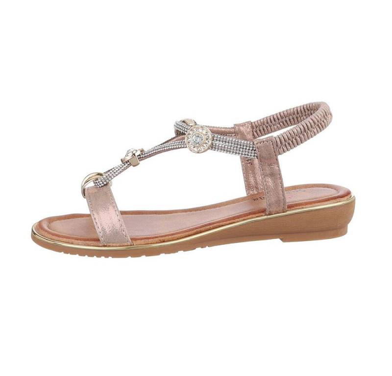 Ital-Design Damen Freizeit Riemchensandalette (86016756) Keilabsatz/Wedge Riemchensandalen in Champagner von Ital-Design