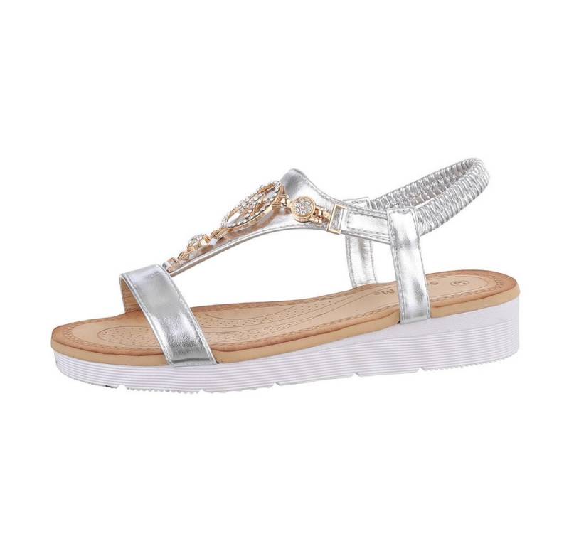 Ital-Design Komfortable Sandalen für jeden Anlass Riemchensandalette (86016776) Keilabsatz/Wedge Keilsandaletten in Silber von Ital-Design