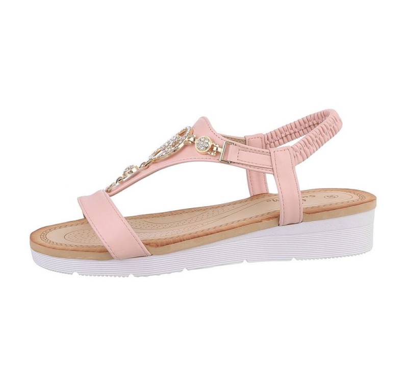 Ital-Design Komfortable Sandalen für jeden Anlass Riemchensandalette (86016781) Keilabsatz/Wedge Keilsandaletten in Altrosa von Ital-Design