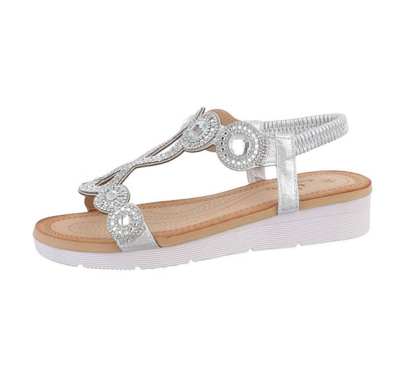 Ital-Design Damen Freizeit Riemchensandalette (86016824) Keilabsatz/Wedge Keilsandaletten in Silber von Ital-Design
