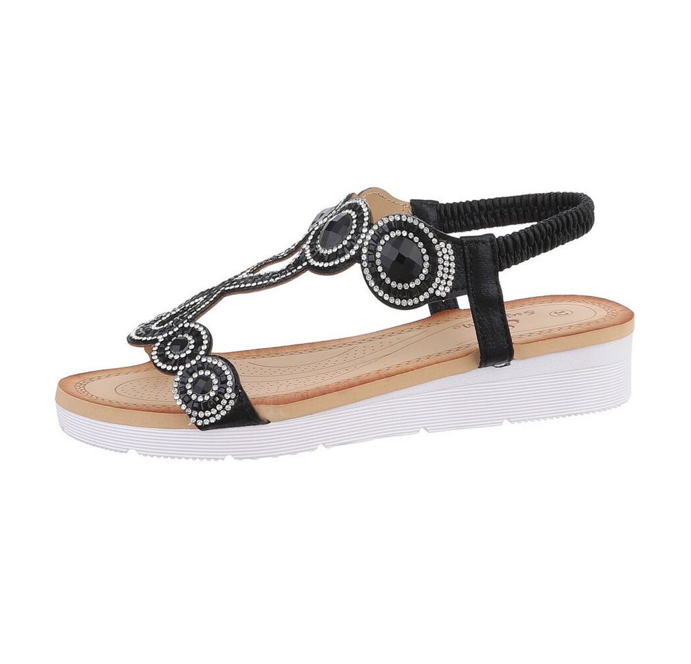 Ital-Design Damen Freizeit Riemchensandalette (86016839) Keilabsatz/Wedge Keilsandaletten in Schwarz von Ital-Design