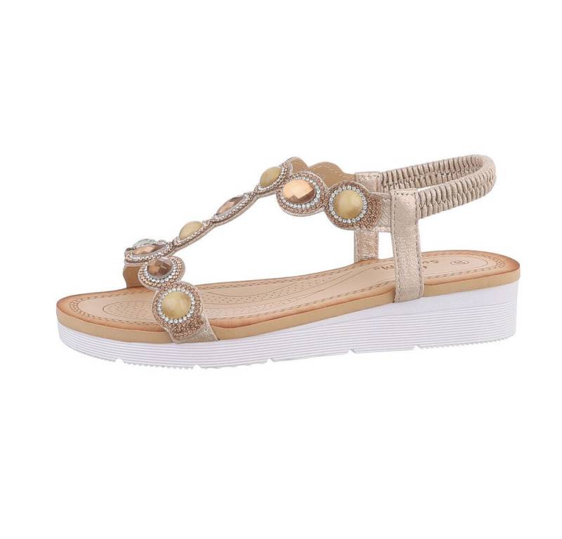 Ital-Design Damen Freizeit Riemchensandalette (86016848) Keilabsatz/Wedge Keilsandaletten in Gold von Ital-Design