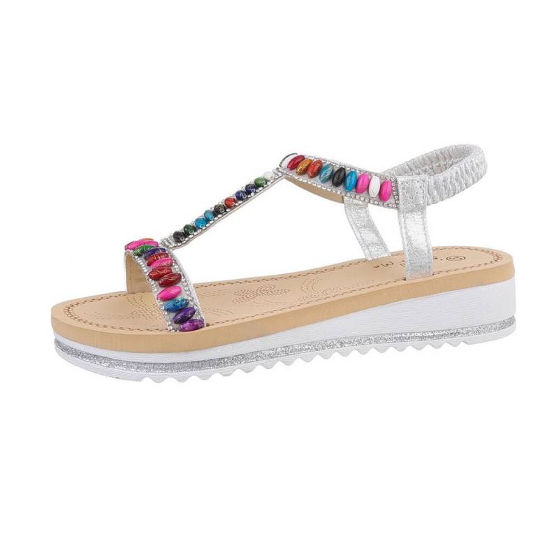 Ital-Design Damen Freizeit Riemchensandalette (86016925) Keilabsatz/Wedge Keilsandaletten in Silber von Ital-Design