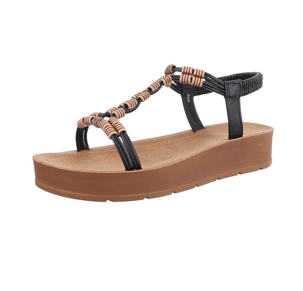 Ital-Design Damen Freizeit Riemchensandalette (86345130) Keilabsatz/Wedge Keilsandaletten in Schwarz von Ital-Design
