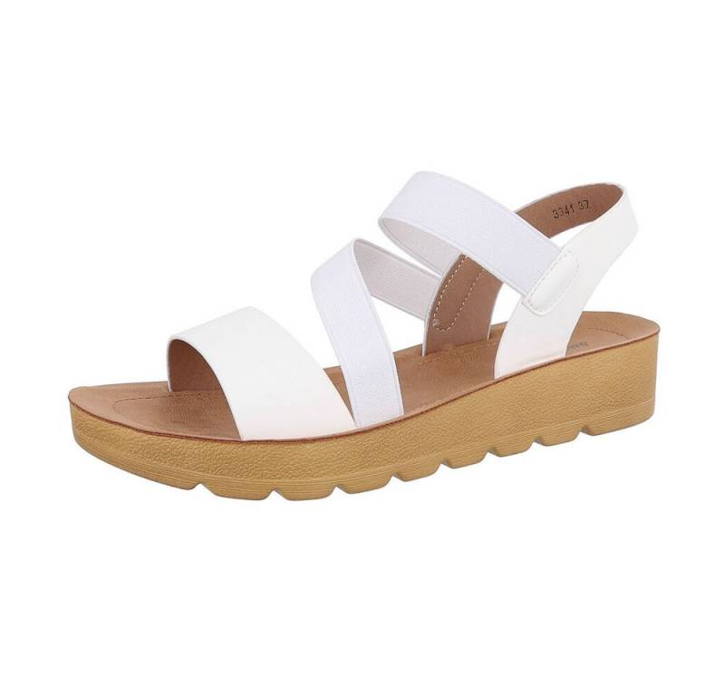Ital-Design Damen Freizeit Riemchensandalette (86345225) Keilabsatz/Wedge Keilsandaletten in Weiß von Ital-Design