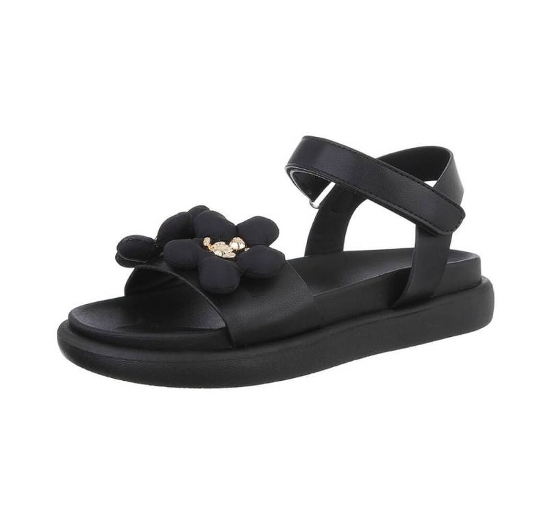 Ital-Design Damen Freizeit Riemchensandalette (86526901) Flach Plateausandaletten in Schwarz von Ital-Design