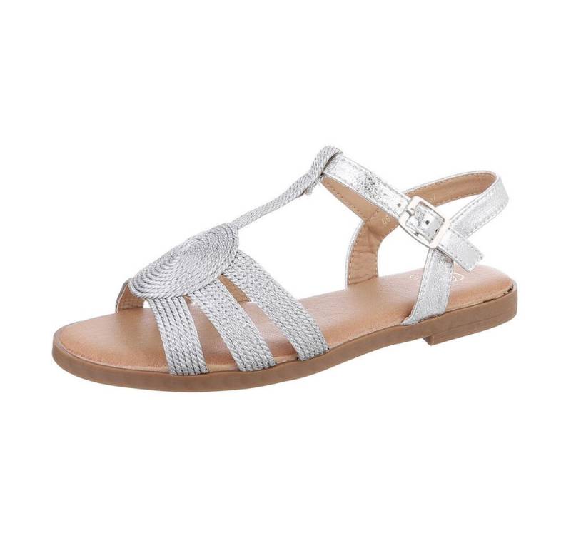 Ital-Design Damen Freizeit Riemchensandalette (86706433) Blockabsatz Riemchensandalen in Silber von Ital-Design