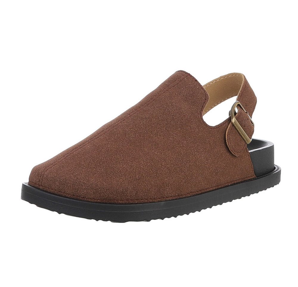 Ital-Design Damen Mules Freizeit Riemchensandalette (88828379) Flach Riemchensandalen in Braun von Ital-Design