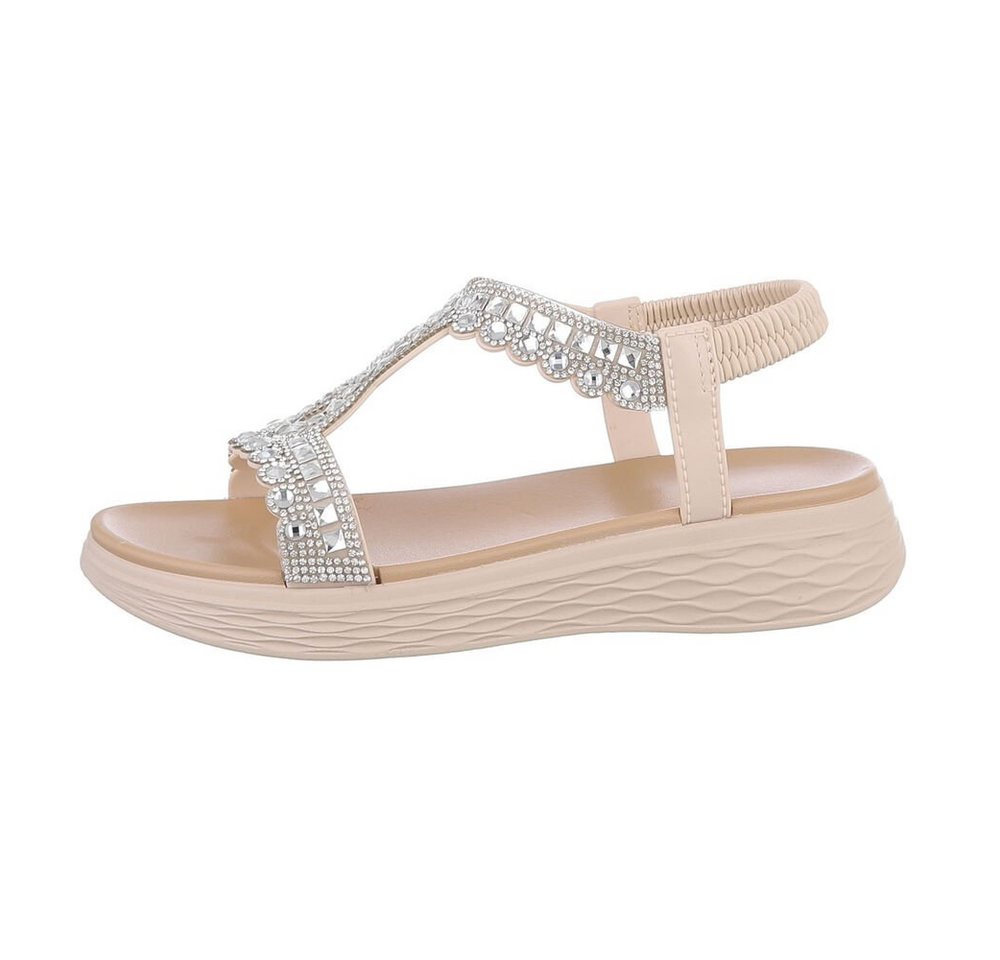 Ital-Design Damen Freizeit Riemchensandalette Keilabsatz/Wedge Keilsandaletten in Beige von Ital-Design