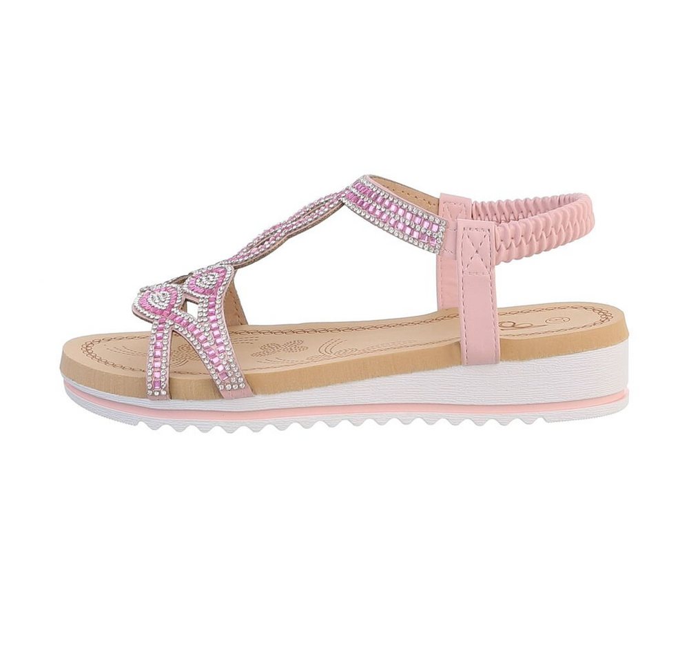 Ital-Design Damen Freizeit Riemchensandalette Keilabsatz/Wedge Keilsandaletten in Rosa von Ital-Design