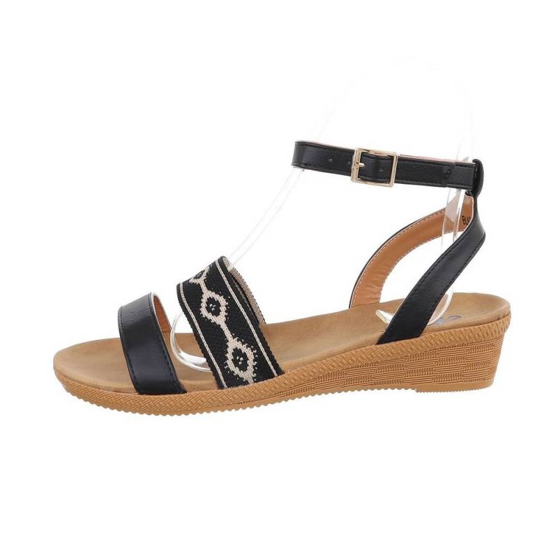 Ital-Design Damen Freizeit Riemchensandalette Keilabsatz/Wedge Keilsandaletten in Schwarz von Ital-Design