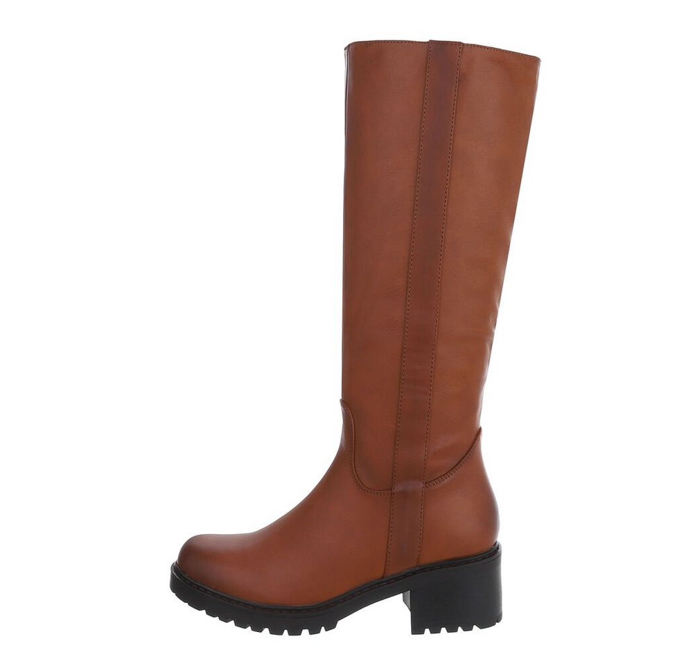 Ital-Design Damen Freizeit Stiefel (81809766) Blockabsatz Klassische Stiefel in Camel von Ital-Design