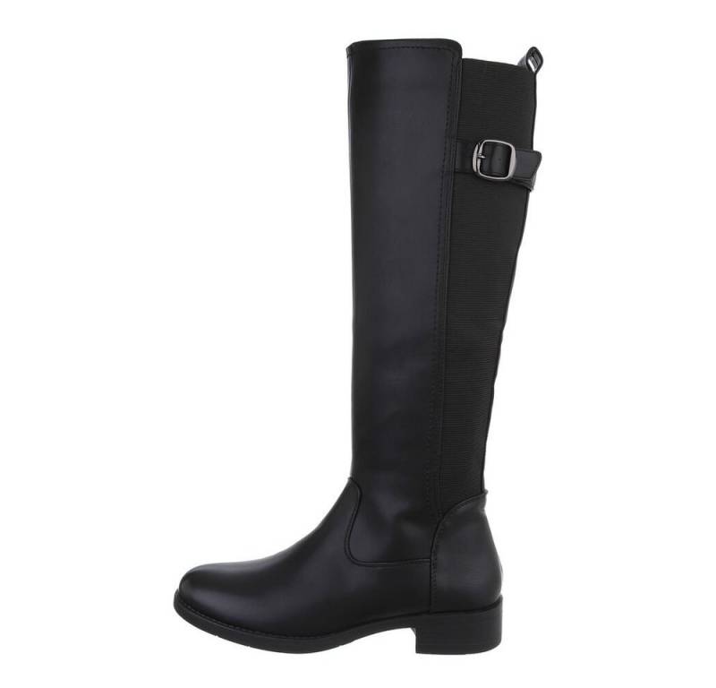 Ital-Design Damen Freizeit Stiefel (85080927) Blockabsatz Flache Stiefel in Schwarz von Ital-Design