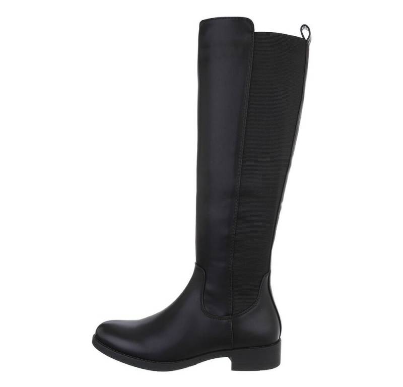 Ital-Design Damen Freizeit Stiefel (85080977) Blockabsatz Flache Stiefel in Schwarz von Ital-Design