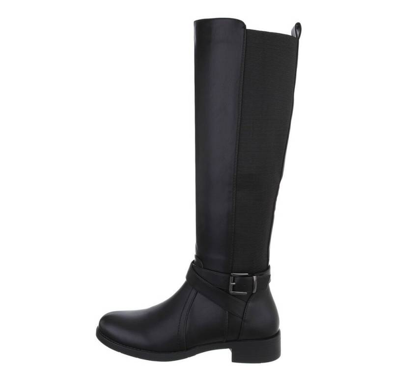 Ital-Design Damen Freizeit Stiefel (85081065) Blockabsatz Flache Stiefel in Schwarz von Ital-Design