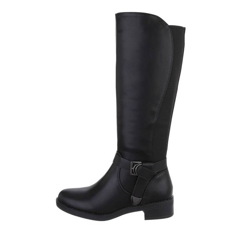 Ital-Design Damen Freizeit Stiefel (85757828) Blockabsatz Flache Stiefel in Schwarz von Ital-Design