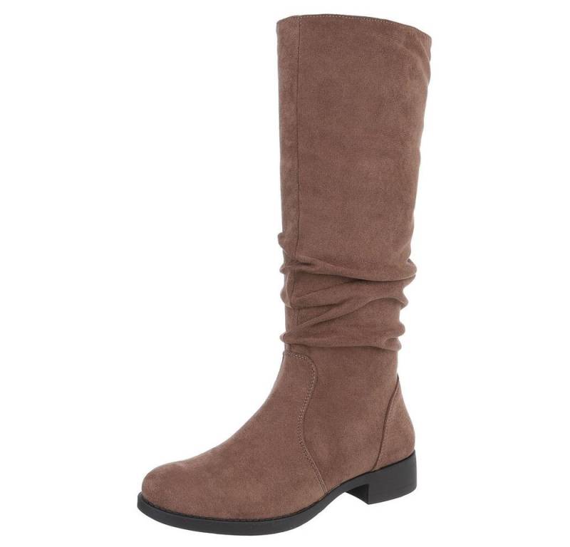 Ital-Design Damen Freizeit Stiefel (88577471) Blockabsatz Flache Stiefel in Hellbraun von Ital-Design