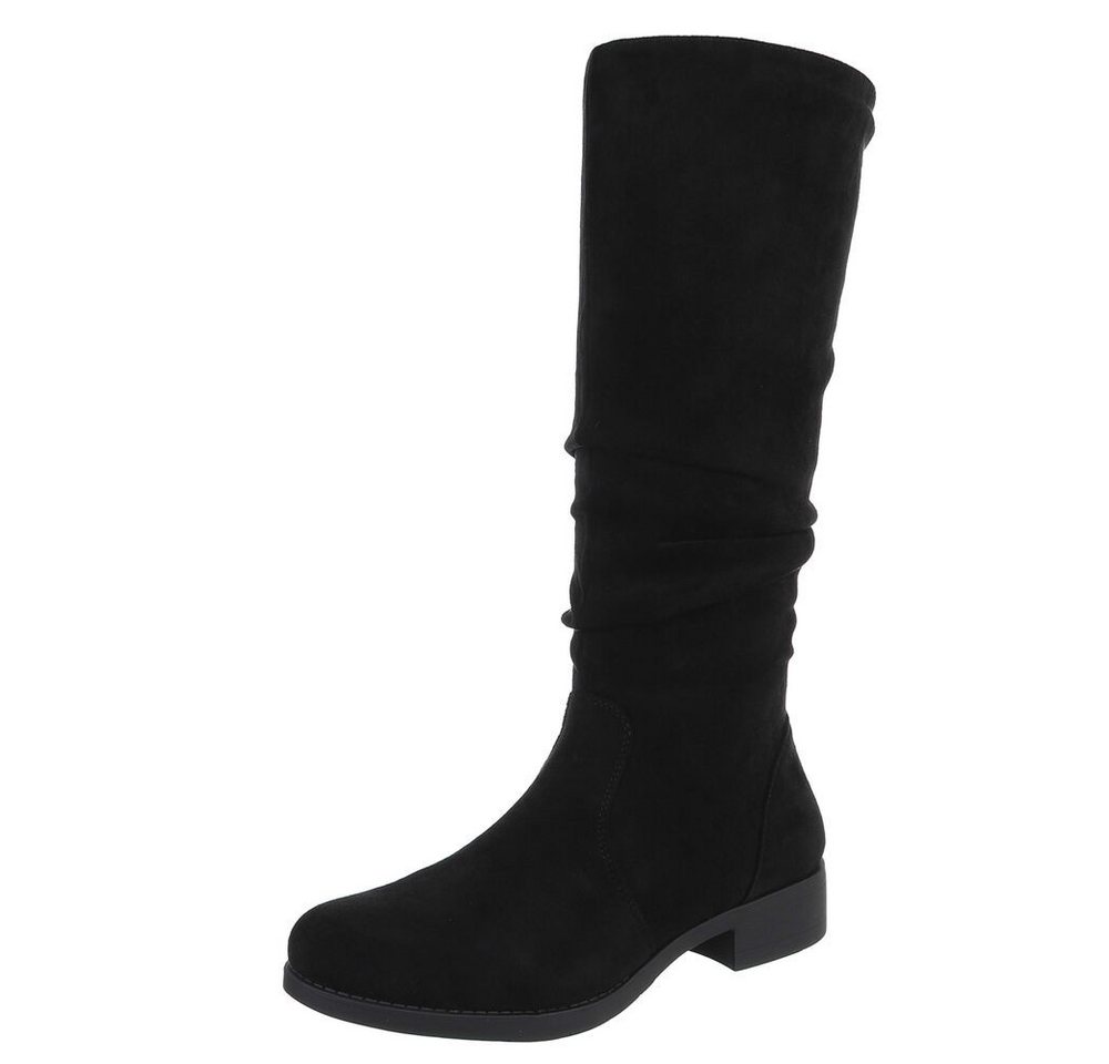Ital-Design Damen Freizeit Stiefel (88577476) Blockabsatz Flache Stiefel in Schwarz von Ital-Design