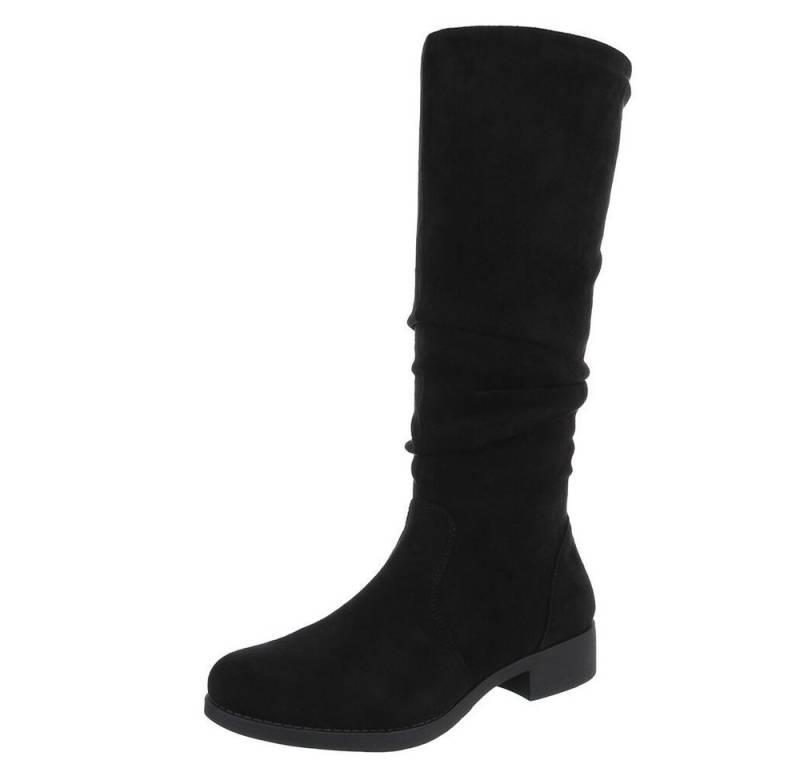 Ital-Design Damen Freizeit Stiefel (88577473) Blockabsatz Flache Stiefel in Schwarz von Ital-Design