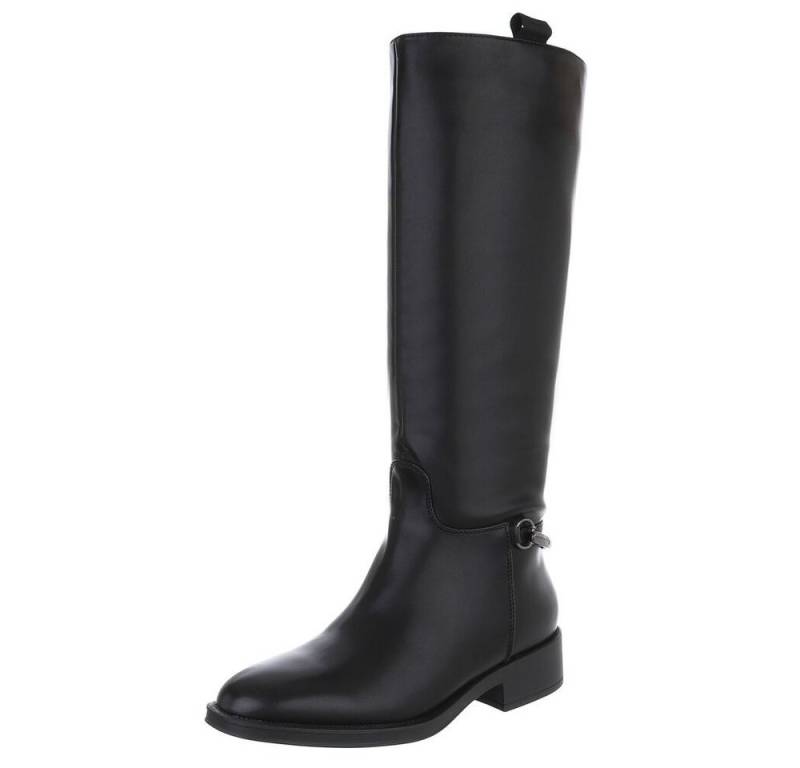 Ital-Design Damen Freizeit Stiefel (88577487) Blockabsatz Flache Stiefel in Schwarz von Ital-Design