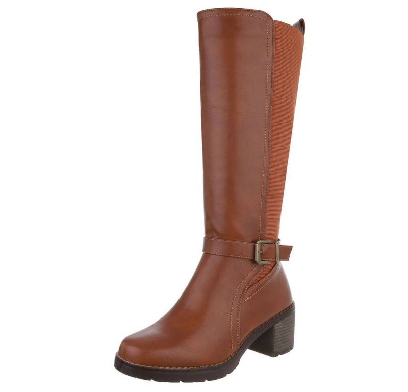Ital-Design Damen Freizeit Stiefel (88577556) Blockabsatz Stiefel in Camel von Ital-Design