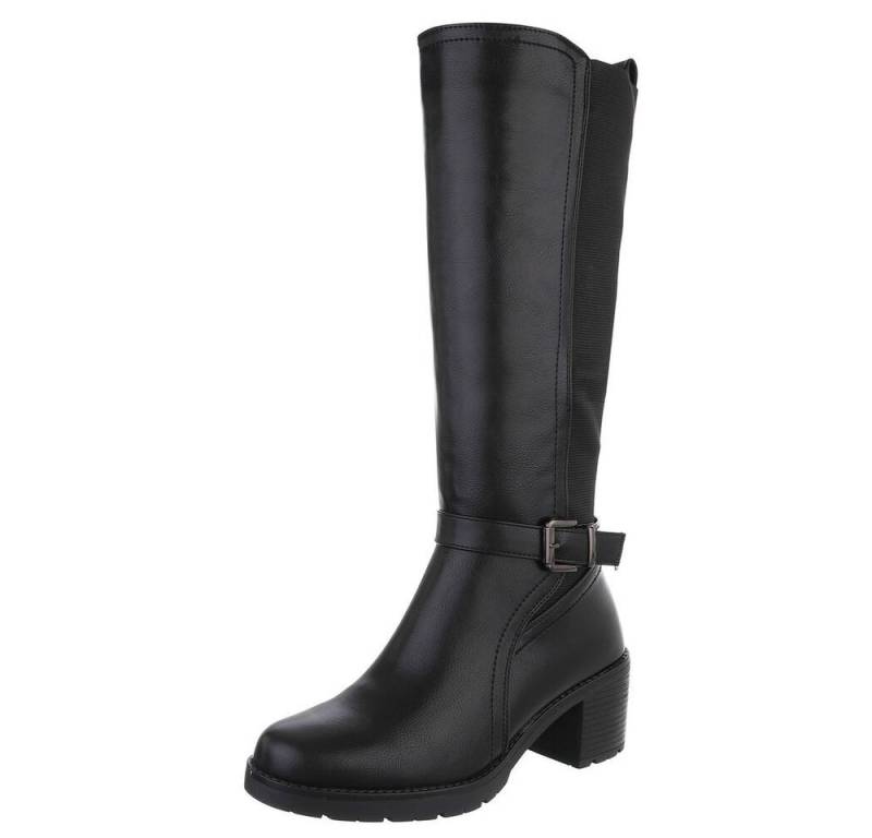 Ital-Design Damen Freizeit Stiefel (88577562) Blockabsatz Stiefel in Schwarz von Ital-Design