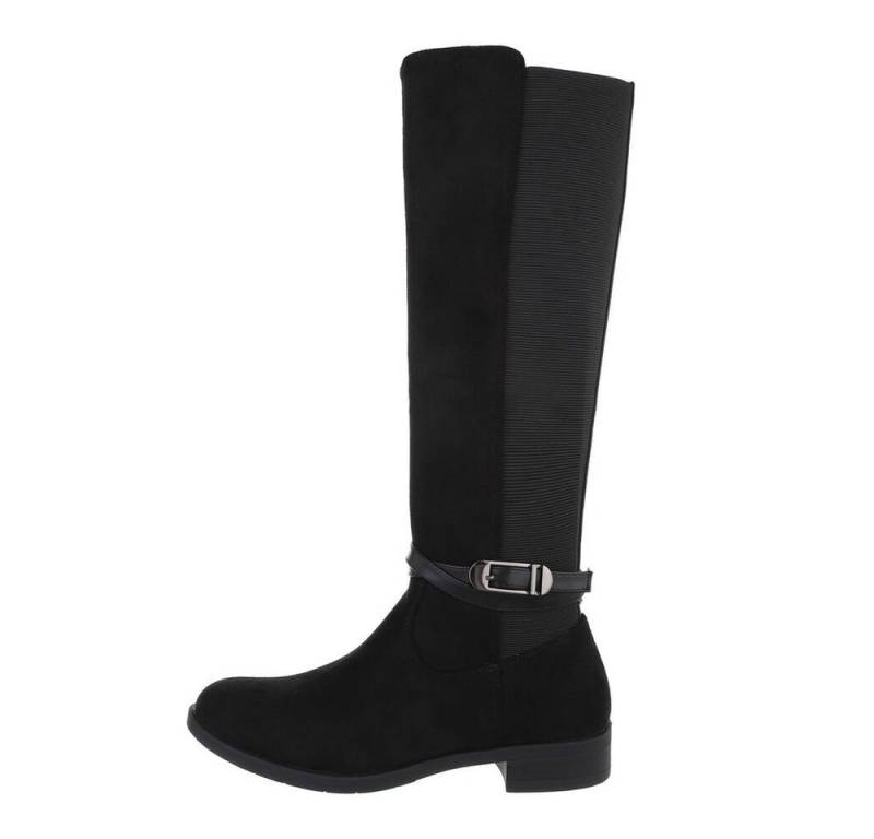 Ital-Design Damen Freizeit Stiefel Blockabsatz Flache Stiefel in Schwarz von Ital-Design