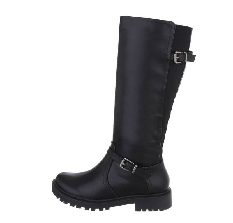 Ital-Design Damen Freizeit Stiefel Blockabsatz Klassische Stiefel in Schwarz von Ital-Design