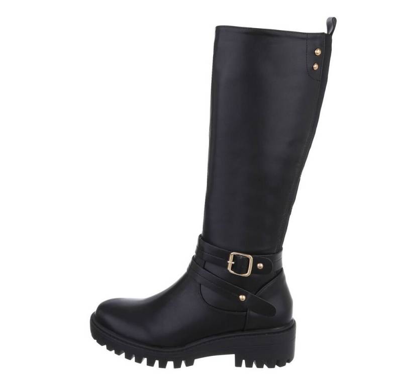 Ital-Design Damen Freizeit Stiefel Blockabsatz Klassische Stiefel in Schwarz von Ital-Design